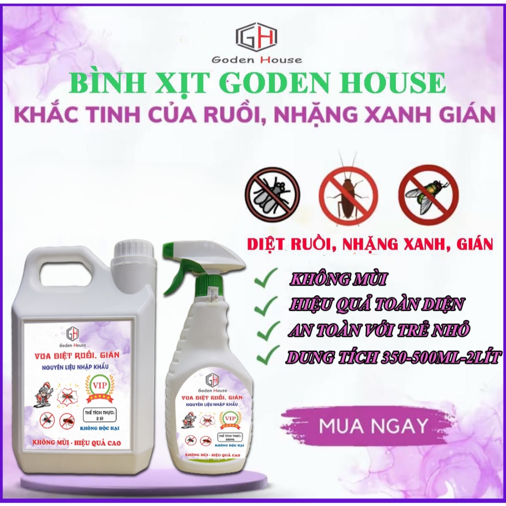 Chai xịt diệt ruồi diệt gián Goden House không mùi nguyên liệu thảo ...