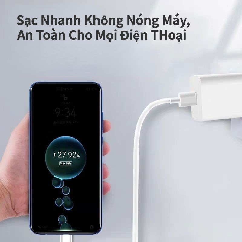 Sạc Nhanh Không Nóng MáyBộ Củ Cáp Sạc Nhanh PD 66w NBR Cho Các Dòng Máy (Củ PD 66W+6A Cáp Type-C )