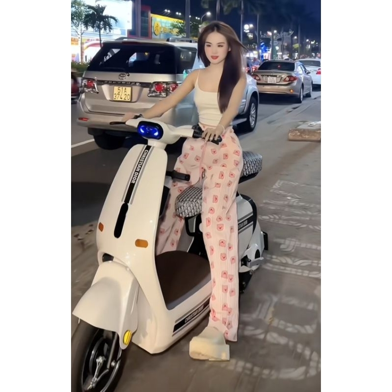 [ Rẻ Vô Địch ] Sét Bộ Quần Ống Suông Họa Tiết Hoạt Hình Heo Hồng + Mix Áo 2 Dây Bún