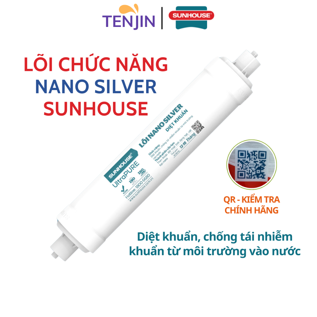 Lõi Chức Năng Nano Silver Sunhouse Cấu Tạo Từ Than Phủ Nano Bạc Giúp Diệt Khuẩn Cho Nước Mẫu Mới Cắm Nhanh Có Mã QR