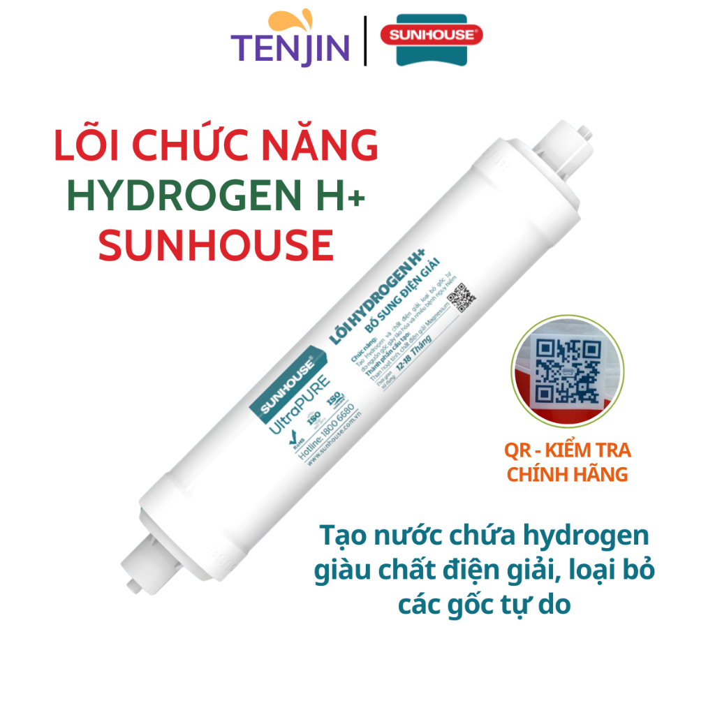 Lõi Chức Năng Hydrogen Sunhouse Tạo Nước Chứa Hydrogen Giàu Chất Điện Giải Mẫu Mới Cắm Nhanh Có Mã QR