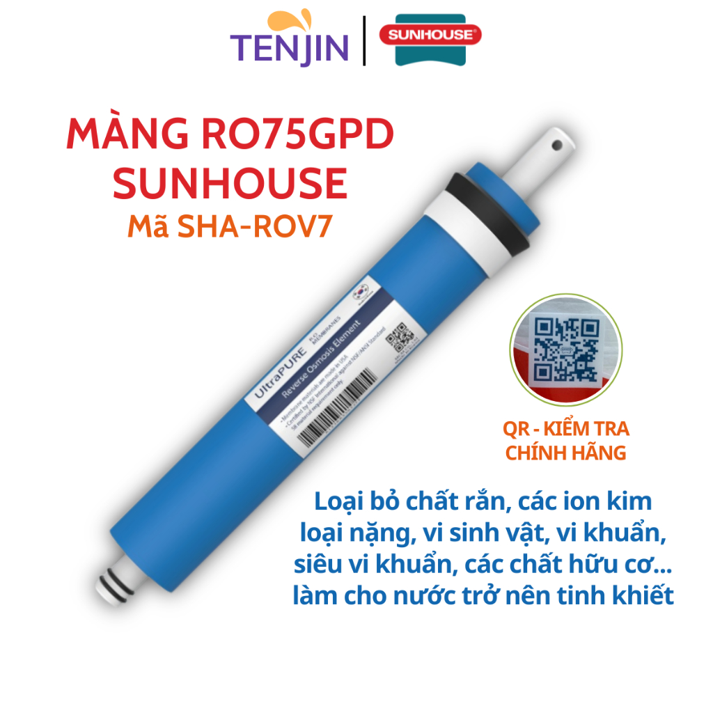 Màng RO Sunhouse UltraPURE Membranes Model SHA-ROV7 Công Suất 75GPD Dùng Được Cho Các Máy Lọc Nước RO