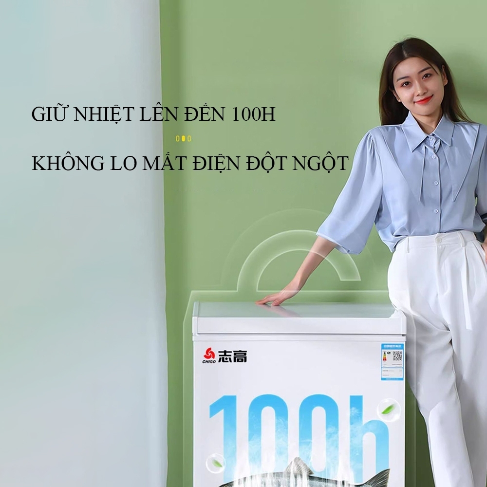 Tủ đông mini Chigo tiết kiệm điện với 5 cấp số, tủ lạnh mini trữ thịt cá đông lạnh, làm đá, trữ sữa thực phẩm đa năng
