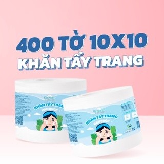 Khăn tẩy trang dùng 1 lần Kawaii 400 tờ 10x10cm - Khăn bông tẩy trang mềm mịn không bụi giấy, an toàn cho da nhạy cảm