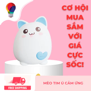 Đèn ngủ mèo sạc USB silicon cảm ứng, đèn trang trí, quà tặng