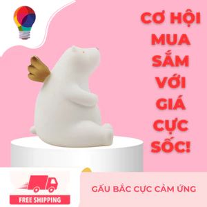 Đèn trang trí phòng cảm ứng Gấu Polar -Sạc Usb, silicone, trang trí, quà tặng