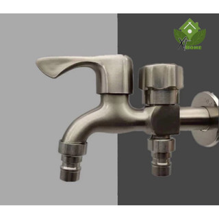 Vòi nước inox 304 có 2 đầu cho máy giặt chia thành 2 cổng xả riêng biệt