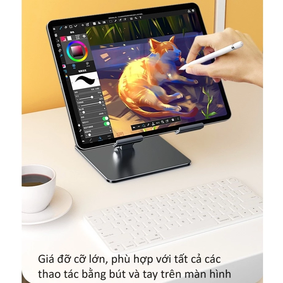 Giá đỡ stand cỡ lớn cho iPad, máy tính bảng, tablet hợp kim gấp gọn MT134 - Vu Studio