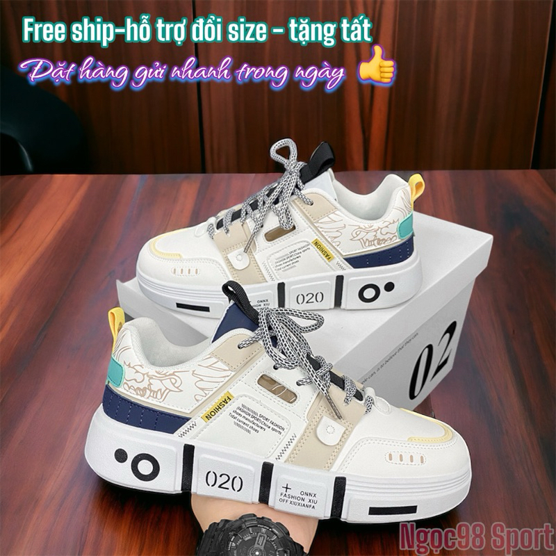 Giày đế bằng sneaker Giày nam Hot Trend phong cách Hàn Quốc trẻ năng động rễ phối đồ Shoes Nam