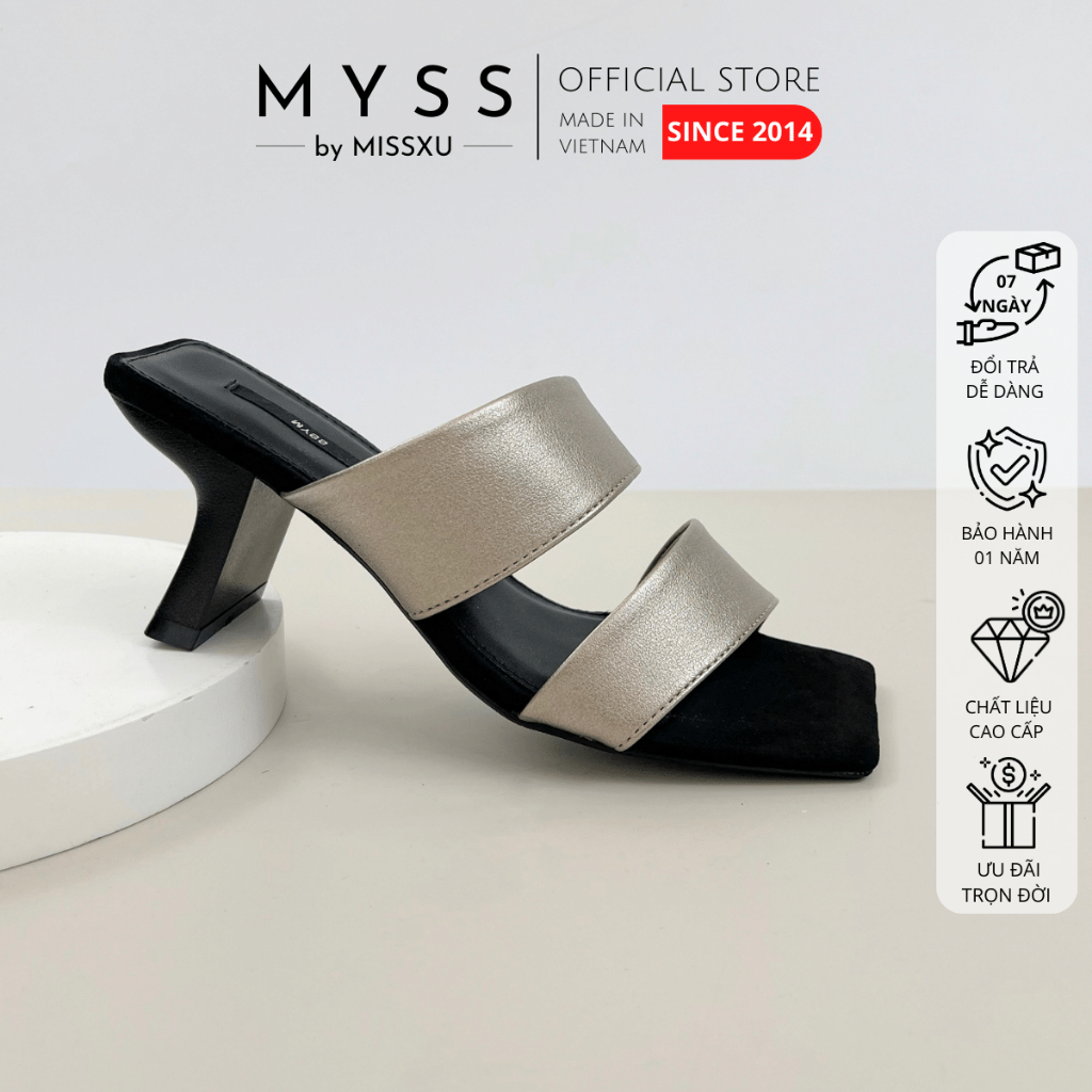 Giày guốc sục nữ MYSS 2 quai ngang gót dẹp 6cm cao cấp - SU208