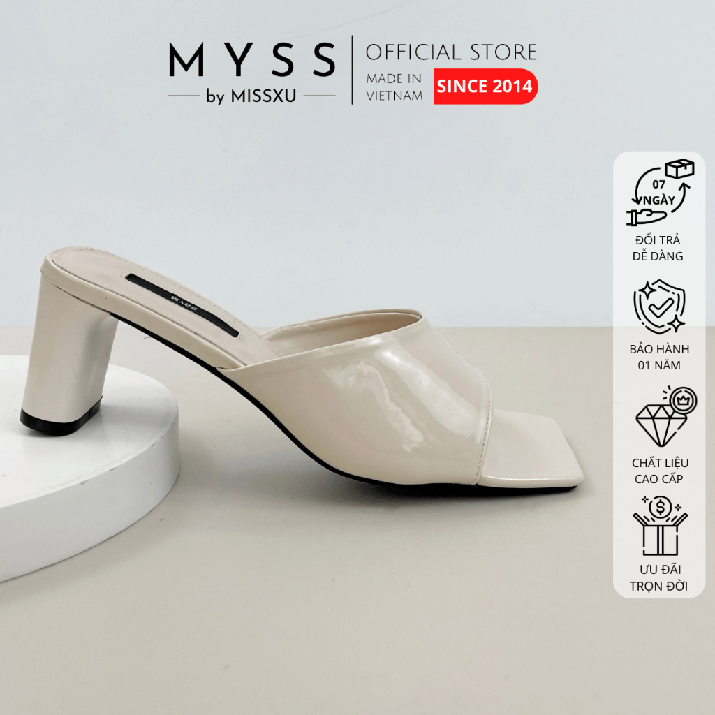 Giày guốc nữ MYSS mũi vuông quai ngang khoét u gót trụ 5cm thời trang - SU202