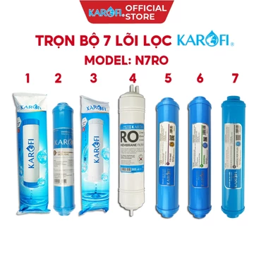 Trọn bộ Combo 7 lõi lọc nước Karofi dùng cho model N7RO - RO Hàn, T33, Mineral, Nano Silver Plus
