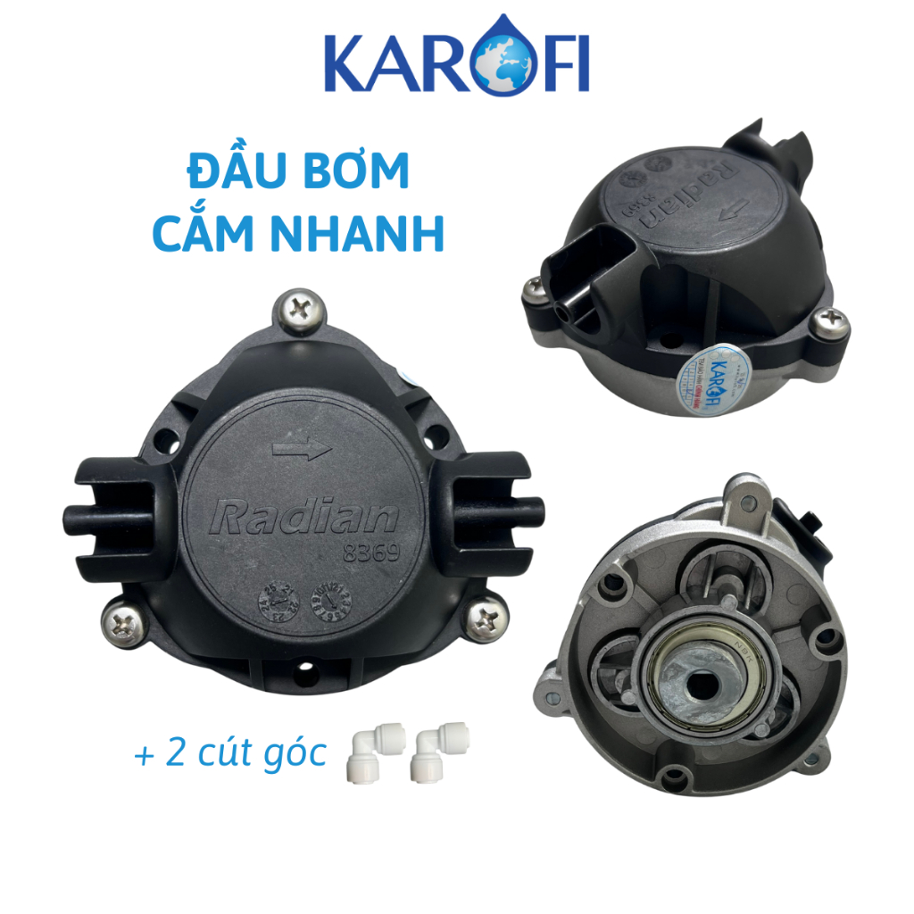 Đầu Bơm Radian Karofi 24V Tặng Kèm Cút Nối Dùng Cho Máy Lọc Nước RO - Hàng Chính Hãng Có Tem Bảo Hành Karofi
