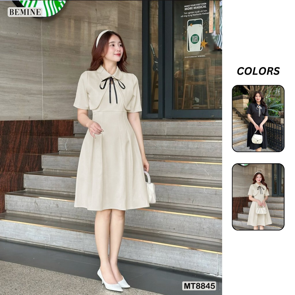 Ảnh Đầm thiết kế giả áo khoác tay lửng tùng xoè BEMINE MT8845 1