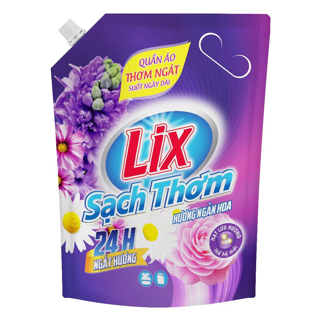 Ảnh Combo 2 túi nước giặt Lix sạch thơm hương ngàn hoa sạch nhanh vết bẩn 2C-N7403 thơm hơn và lưu hương hơn Lixco Việt Nam 2