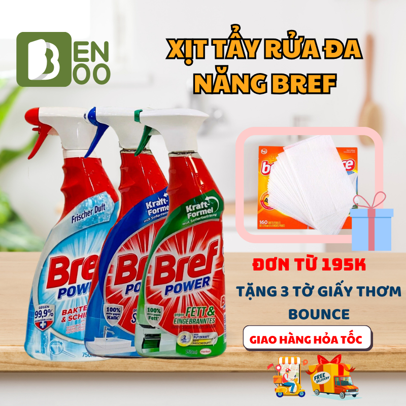 Xịt Tẩy Rửa Đa Năng Bref Power 750ml - Tẩy Bếp, Tẩy Inox, Tẩy Mốc Diệt ...