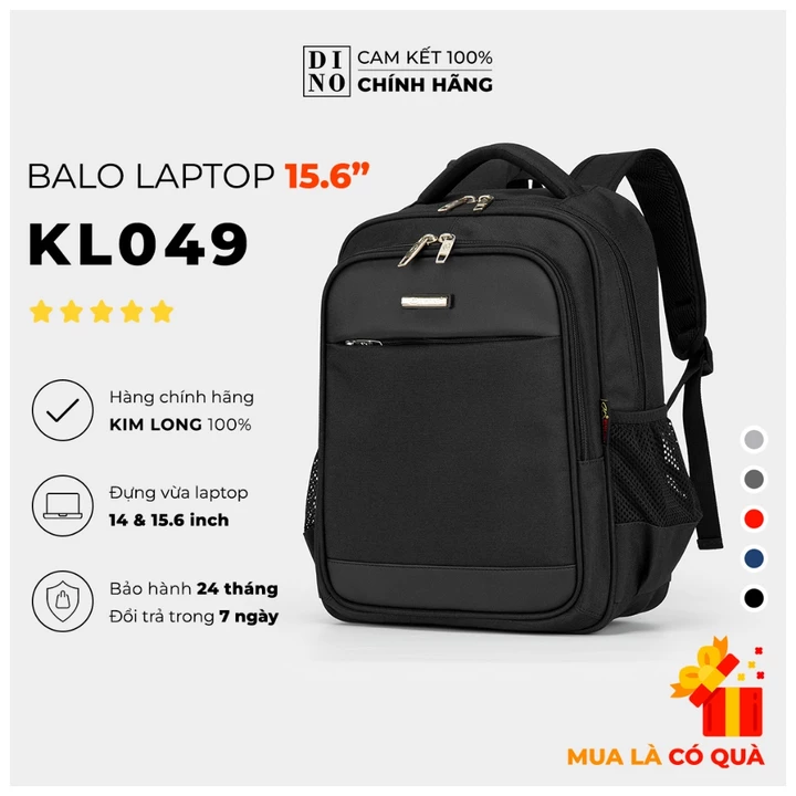 Balo Laptop 15.6 Inch Nhỏ Gọn, Balo Kim Long Chống Sốc Laptop, Balo Đi Học, Đi Làm Chống Nước KL049