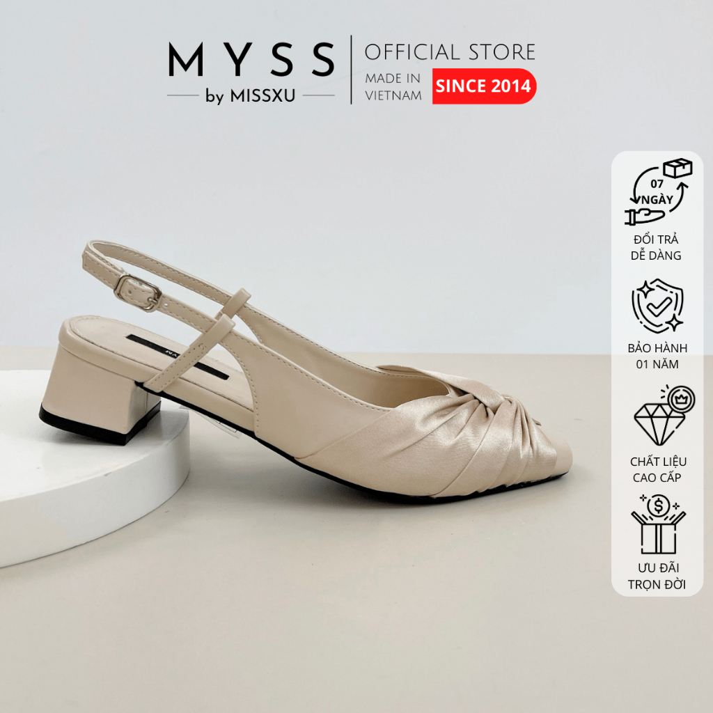 Giày cao gót nữ MYSS mũi vuông phối quai xoắn 3cm thời trang - CG298