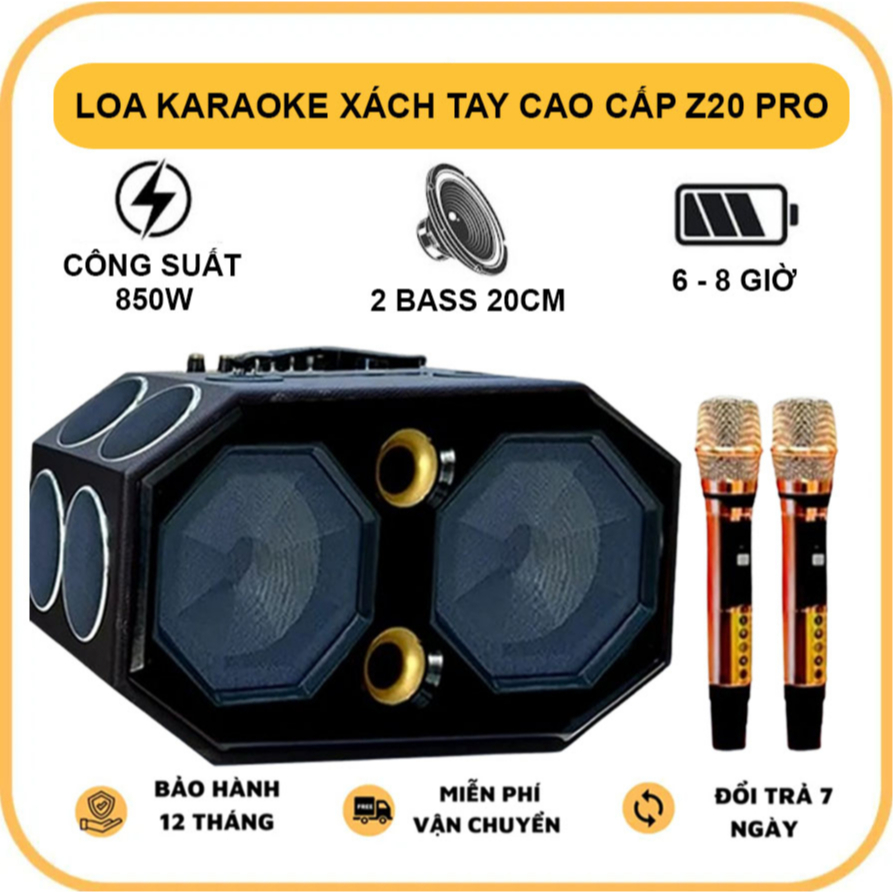 Loa Karaoke Xách Tay 12 Đường Tiếng Z20 Pro, 2 Bass 20Cm, 2 Treble ...