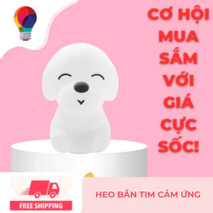 Đèn ngủ chó Puppy cảm ứng, chuyển màu, sạc USB, silicone