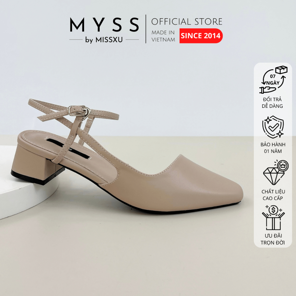Giày cao gót nữ MYSS mũi vuông khoét eo gót vuông 4cm cao cấp thời trang - CG297