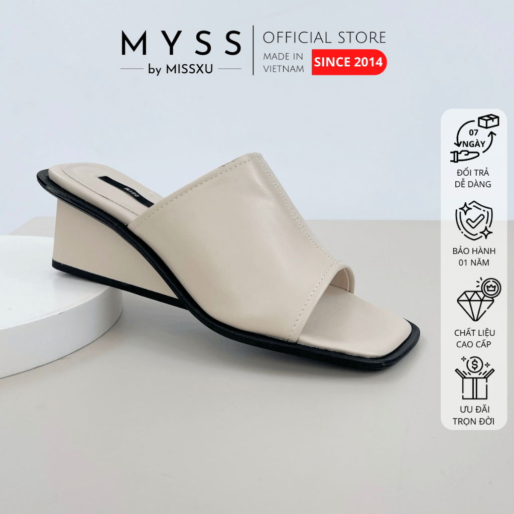 Giày guốc sục nữ MYSS bản ngang gót giọt nước 6cm cao cấp - SU194
