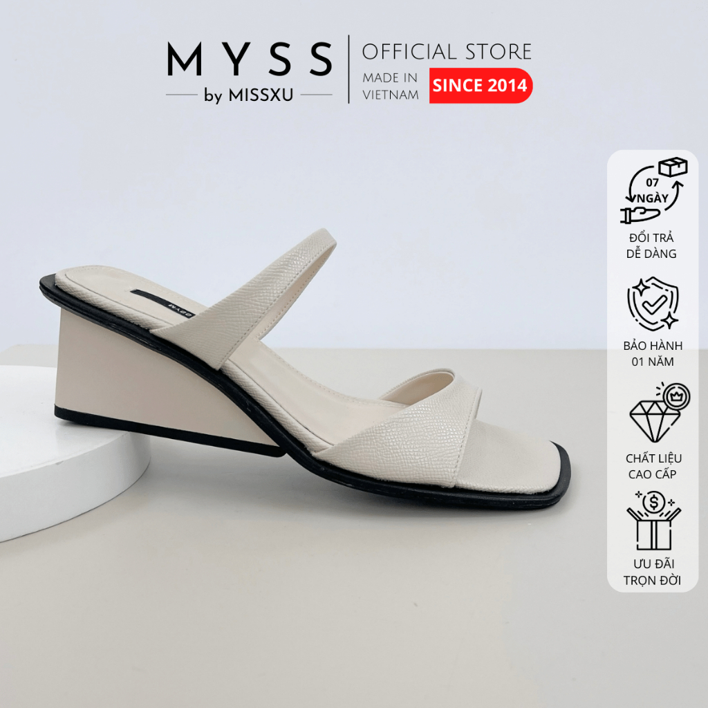 Giày guốc sục nữ MYSS 2 quai ngang đế xuồng 6cm cao cấp - SU204