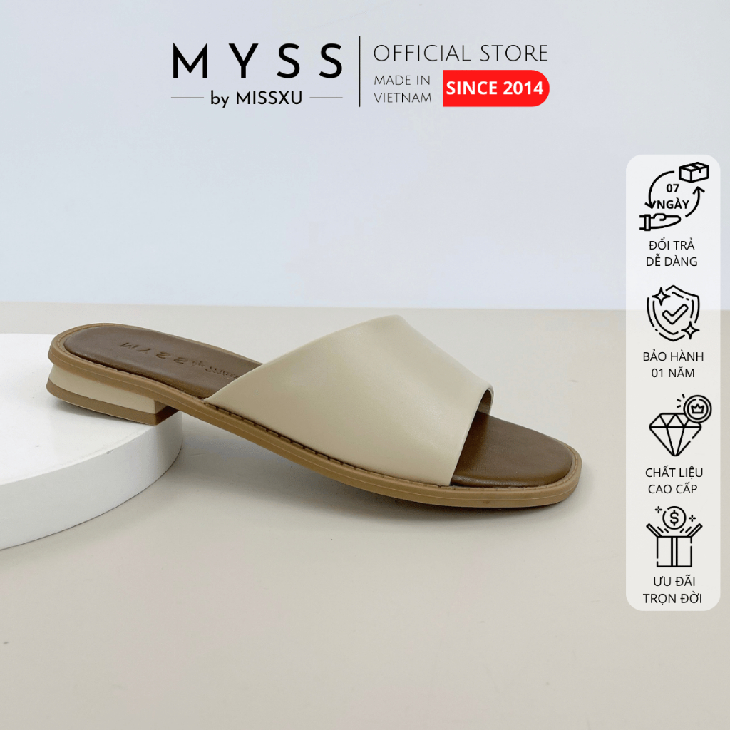 Dép nữ MYSS đế bệt quai ngang vát chéo 1,5cm cao cấp - DE118