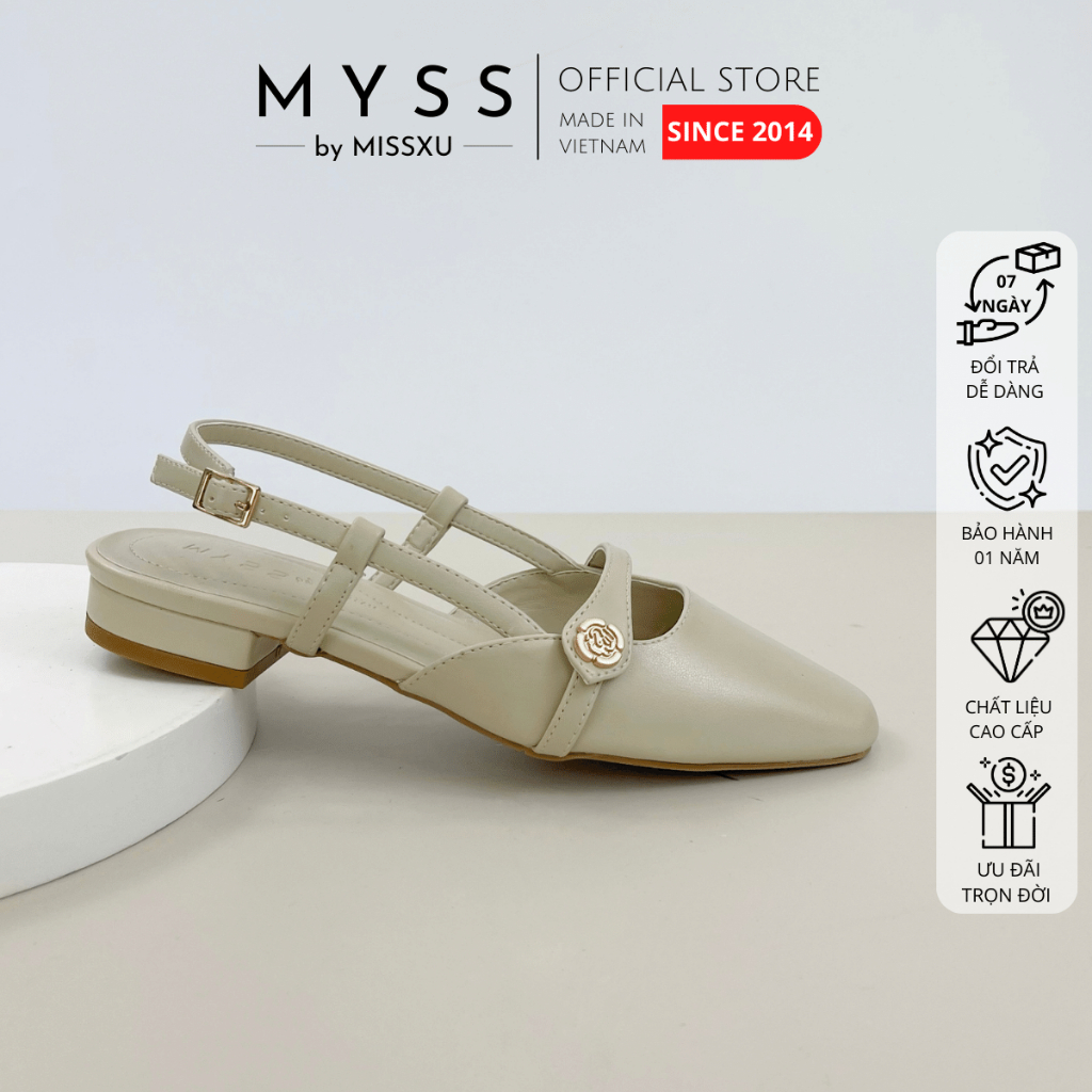 Giày mũi vuông nữ MYSS dây phối ngang quai cài sau 1,5 cm cao cấp thời trang - CG304