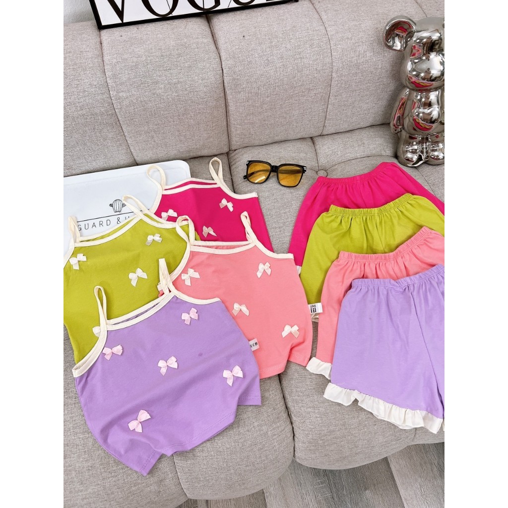 Bộ áo dây bé gái đính 5 cái nơ nhỏ xinh