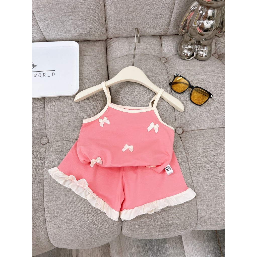 Bộ áo dây bé gái đính 5 cái nơ nhỏ xinh
