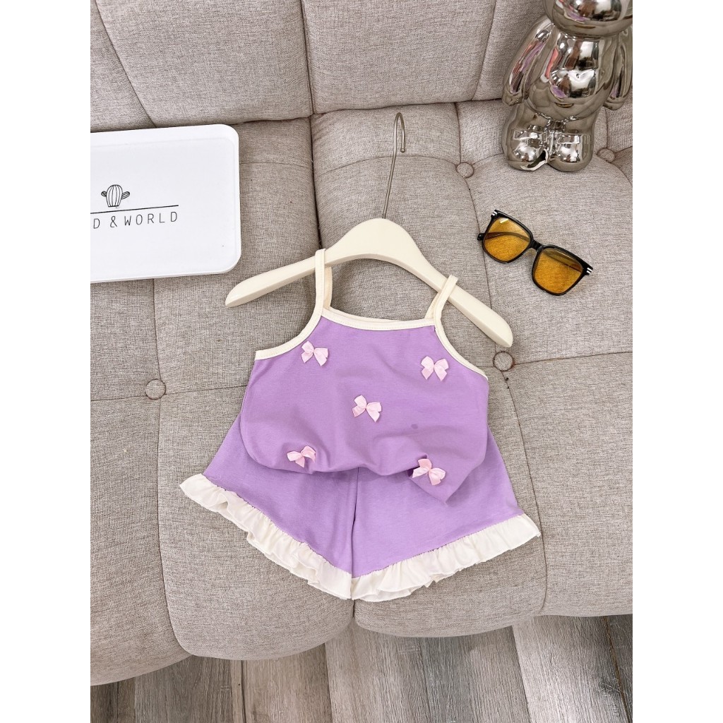 Bộ áo dây bé gái đính 5 cái nơ nhỏ xinh