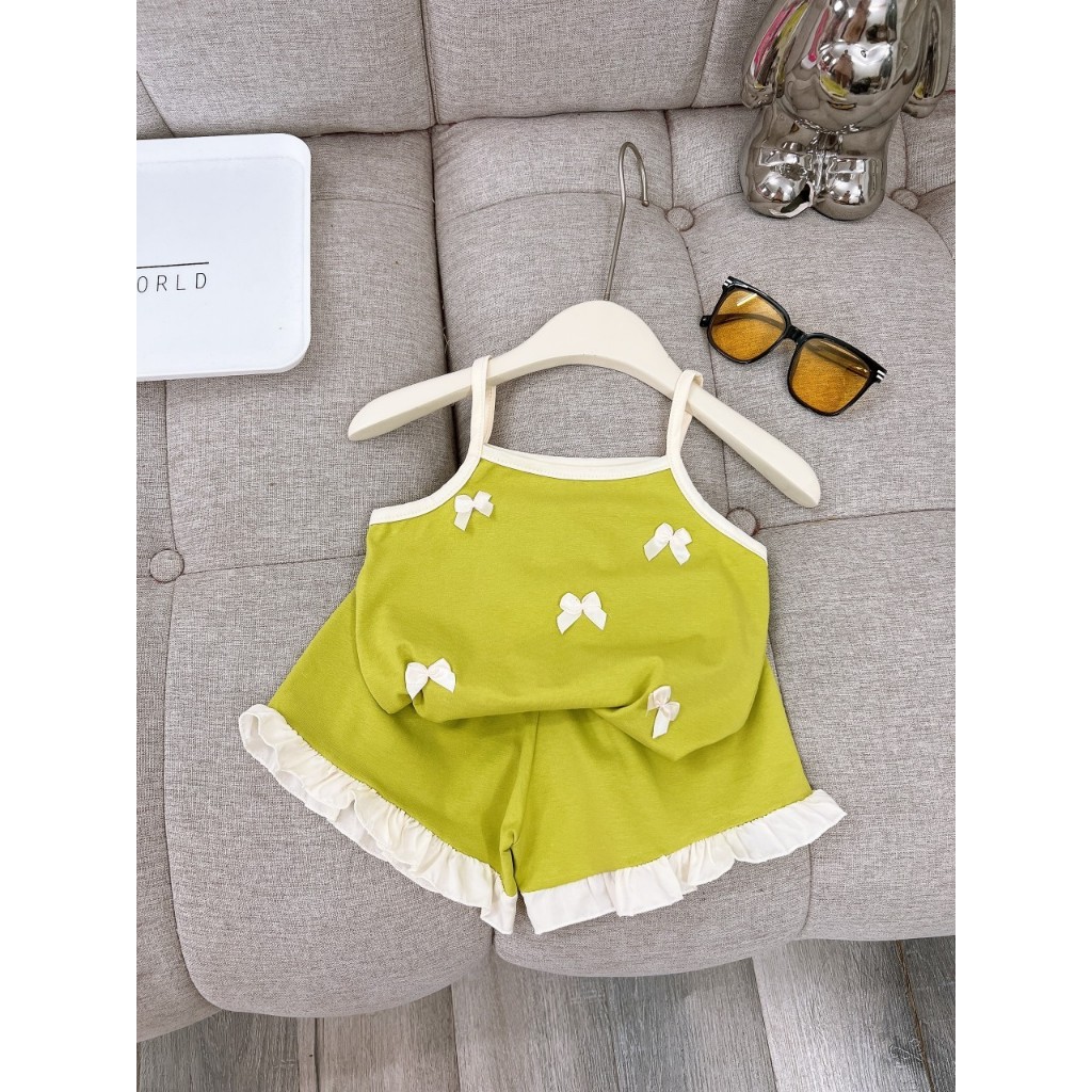 Bộ áo dây bé gái đính 5 cái nơ nhỏ xinh