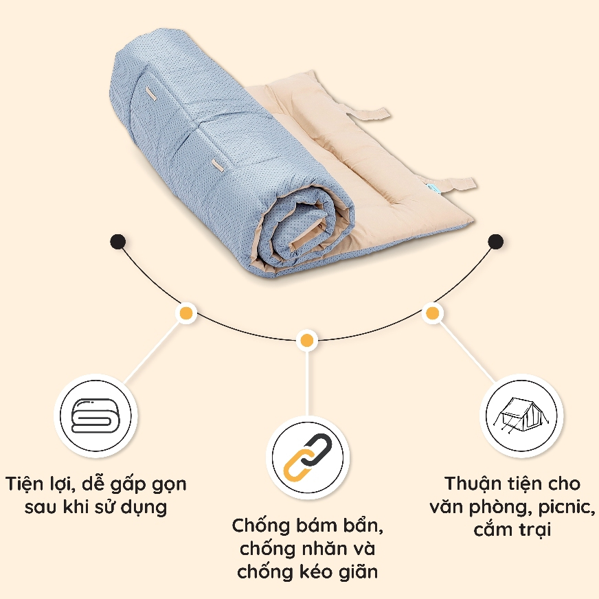 Ảnh Tấm trải tiện ích K-Bedding by Everon ngủ trưa văn phòng, du lịch 80x195 & 160x195cm 2