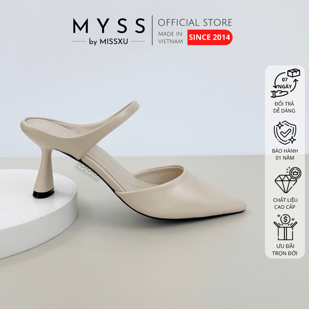 Giày guốc sục nữ MYSS mũi nhọn phối quai ngang 7 cm thời trang - SU197
