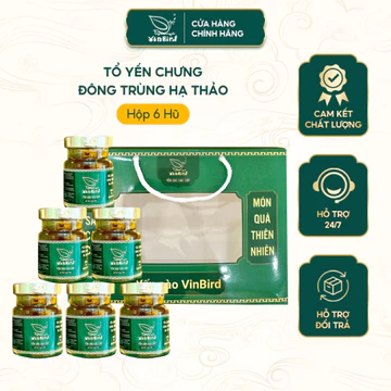 [Hộp 6 Hũ] Yến Chưng Đông Trùng Hạ Thảo, Yến Chưng Sẵn 100% Đông Trùng Hũ 70ml - Yến Sào Vinbird Cao Cấp