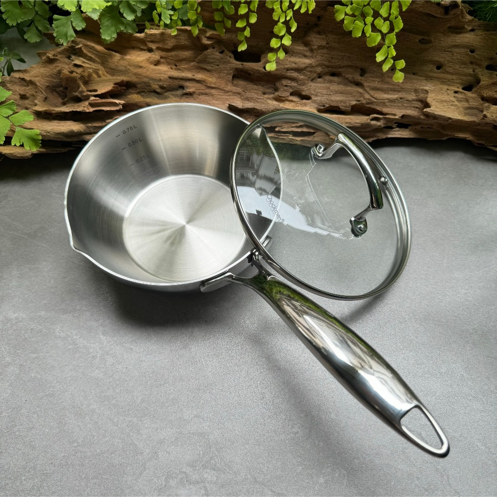 Quánh Chảo CHOCKMEN Inox 18/10 Size 16cm Nắp Kính Quánh Nồi Nấu Chảo Xào Rán Nồi Nấu Đa Năng Dùng Từ
