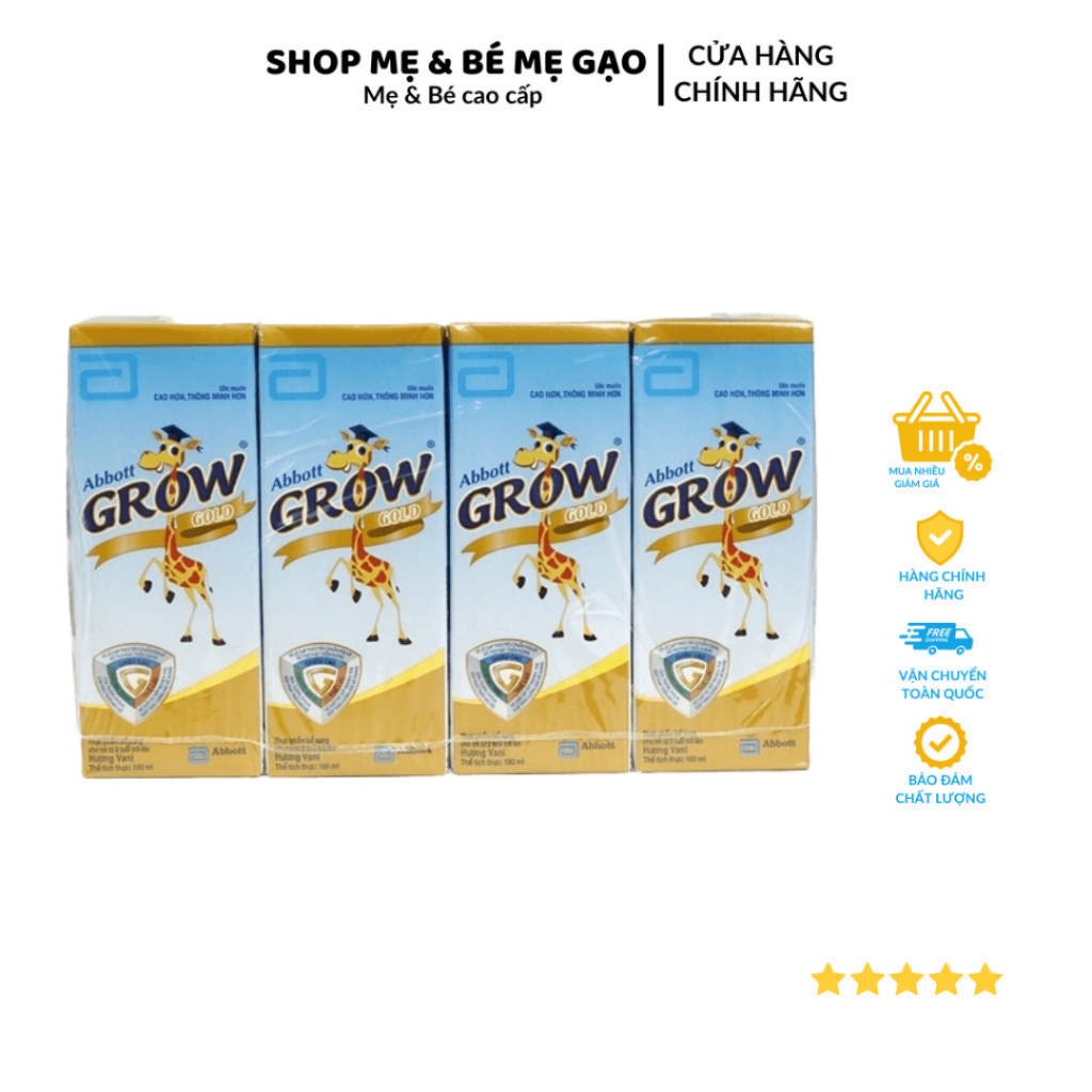 Lốc 4 Hộp Sữa Dinh Dưỡng Pha Sẵn Abbott Grow Gold Hương Vani 180ml ...