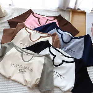 Áo thun croptop nữ Junest ngắn tay dáng ôm cổ viền U Backy Barnes AT1917