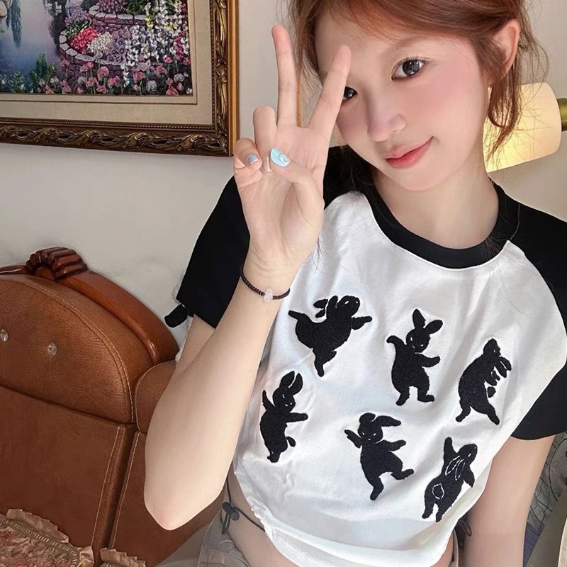 Áo thun ngắn tay croptop Sicily tay ngắn khoét eo CONTHO