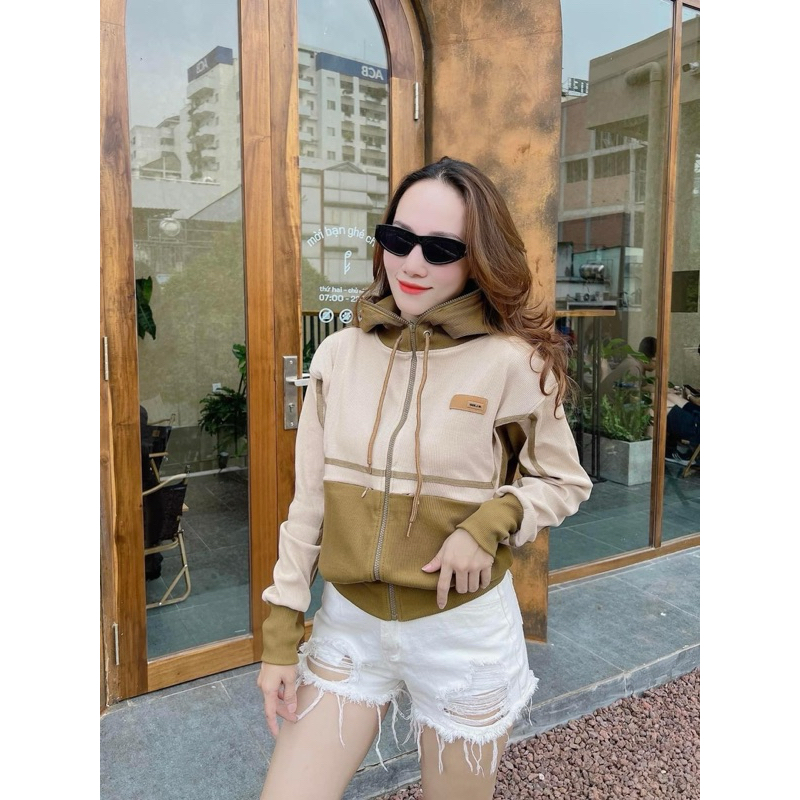 Áo khoác nữ, Mix 2 màu, Vải Gân tăm, dày dặn vừa, mềm mát, chống nắng, 6 túi - Q3