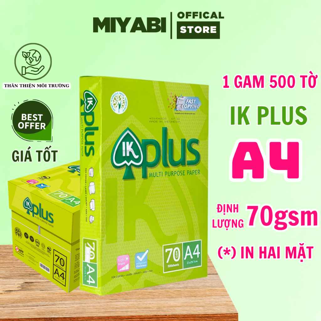 Giấy a4 ik plus giá rẻ định lượng 70gsm tập 500 tờ giấy in a4 văn phòng ...