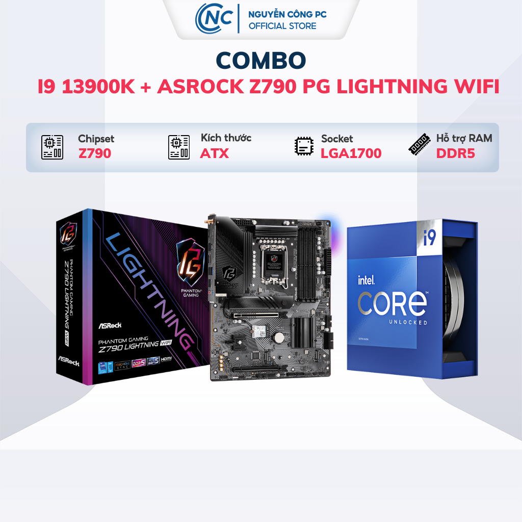Combo Main CPU i7 13700K | 14700K | i9 13900K Box + ASRock Z790 PG ...