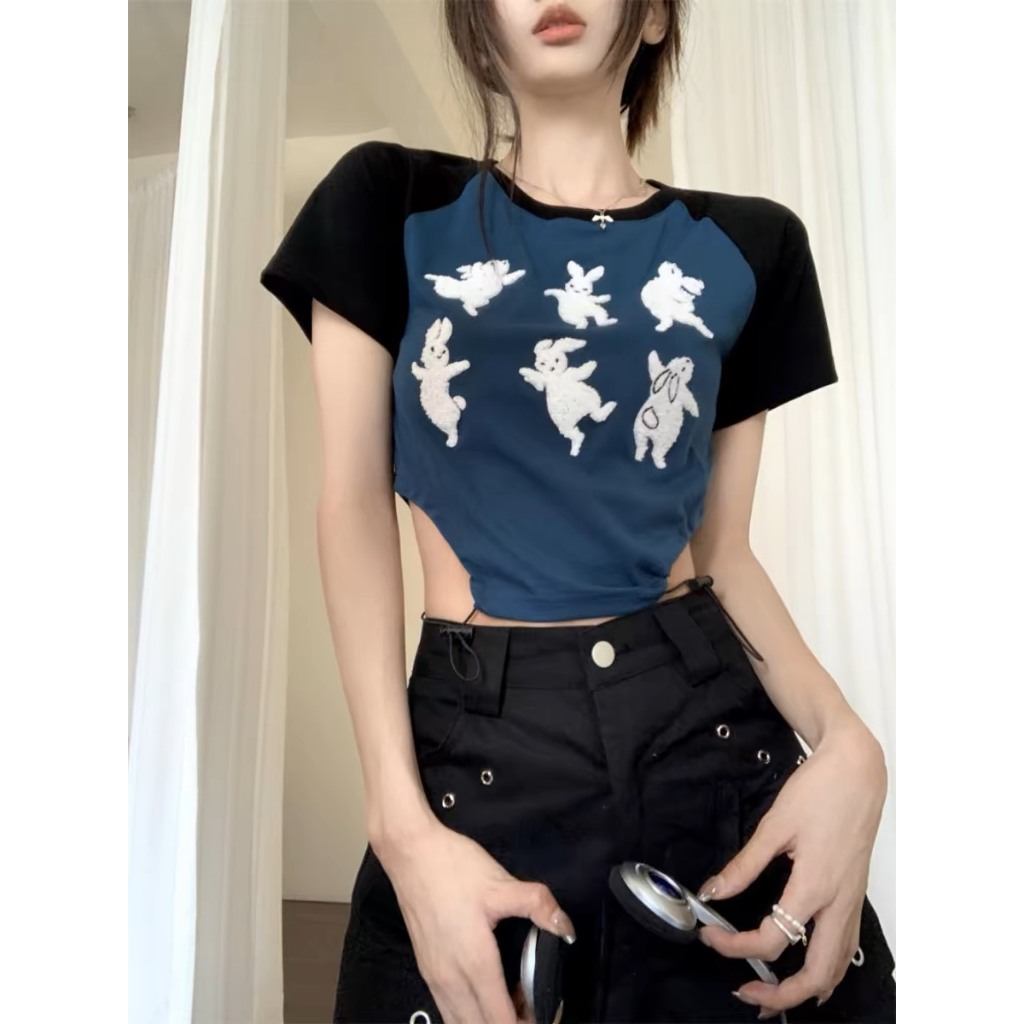 Áo thun ngắn tay croptop Sicily tay ngắn khoét eo CONTHO
