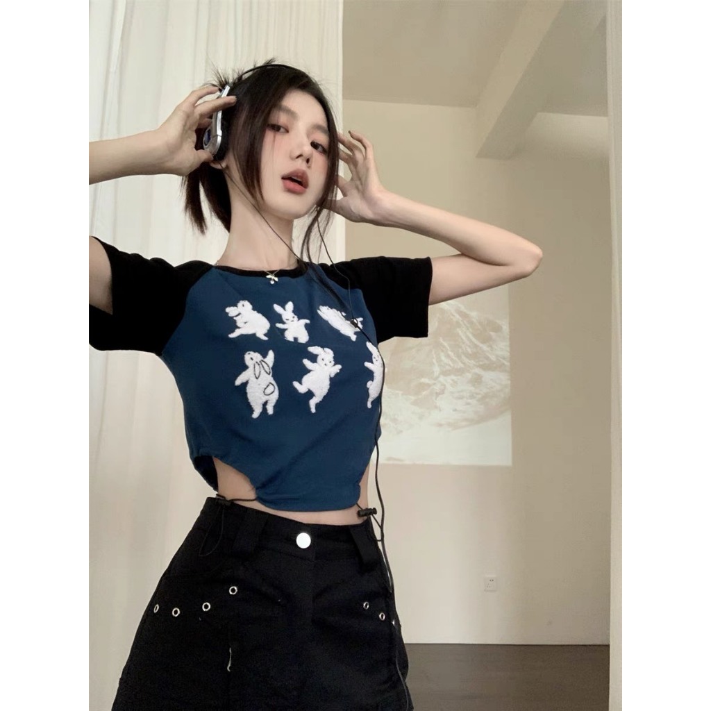 Áo thun ngắn tay croptop Sicily tay ngắn khoét eo CONTHO