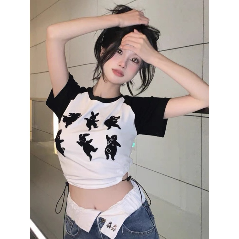 Áo thun ngắn tay croptop Sicily tay ngắn khoét eo CONTHO