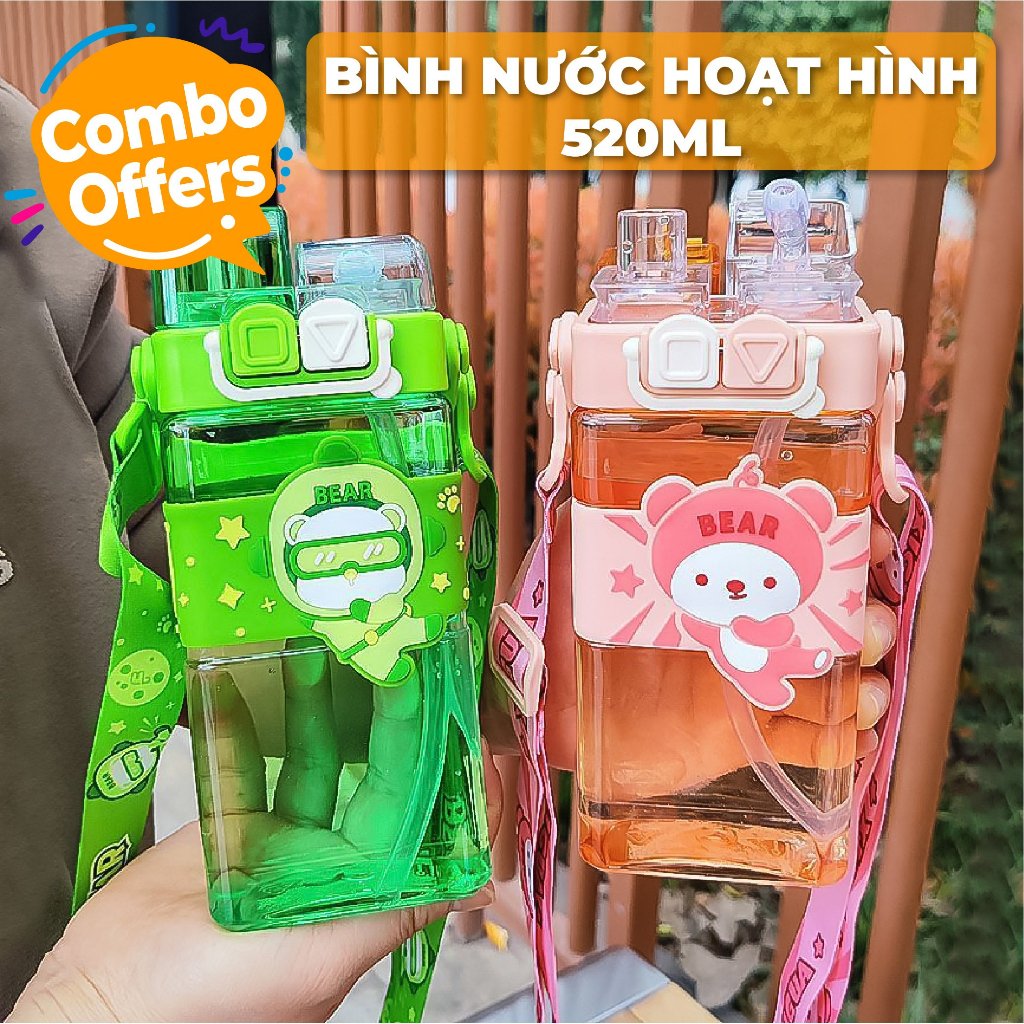 Bình Nước Hoạt Hình CuTe Cho Bé - Kèm Dây Đeo Tiện Lợi - Dung Tích ...