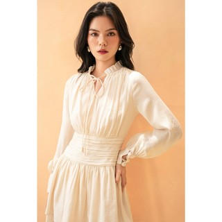 Đầm hoa OLV tay dài bồng xòe tiểu thư chất vải voan mềm mịn thoáng mát Serafina Dress nhiều màu