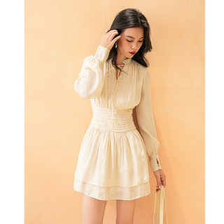 Đầm hoa OLV tay dài bồng xòe tiểu thư chất vải voan mềm mịn thoáng mát Serafina Dress nhiều màu