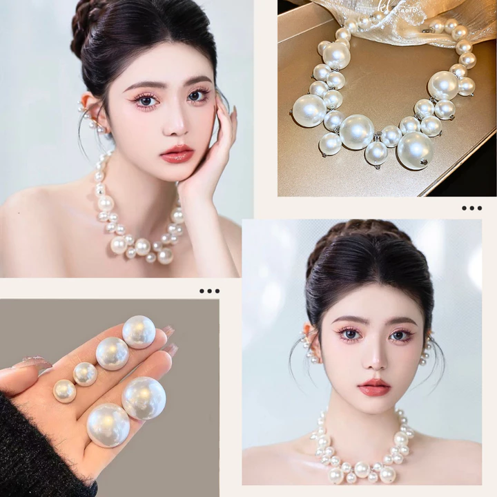 Vòng Cổ Ngọc Trai KL.STUDIO Dáng Chùm, Choker Ngọc Trai Sang Chảnh, Dây Chuyền Ngọc Trai Nhân Tạo Hạt Lớn - N65